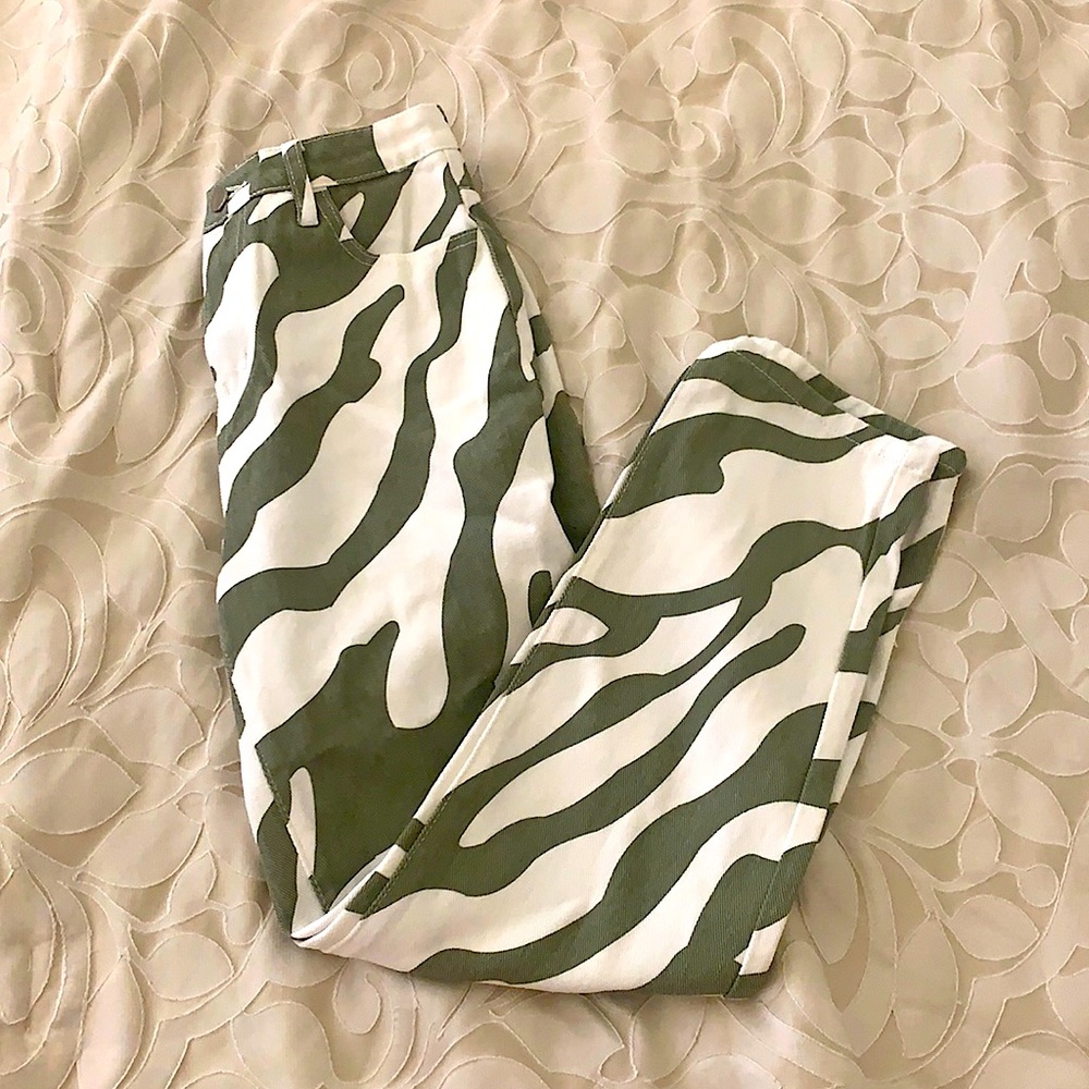 Minty green boyfriend style denim jeans